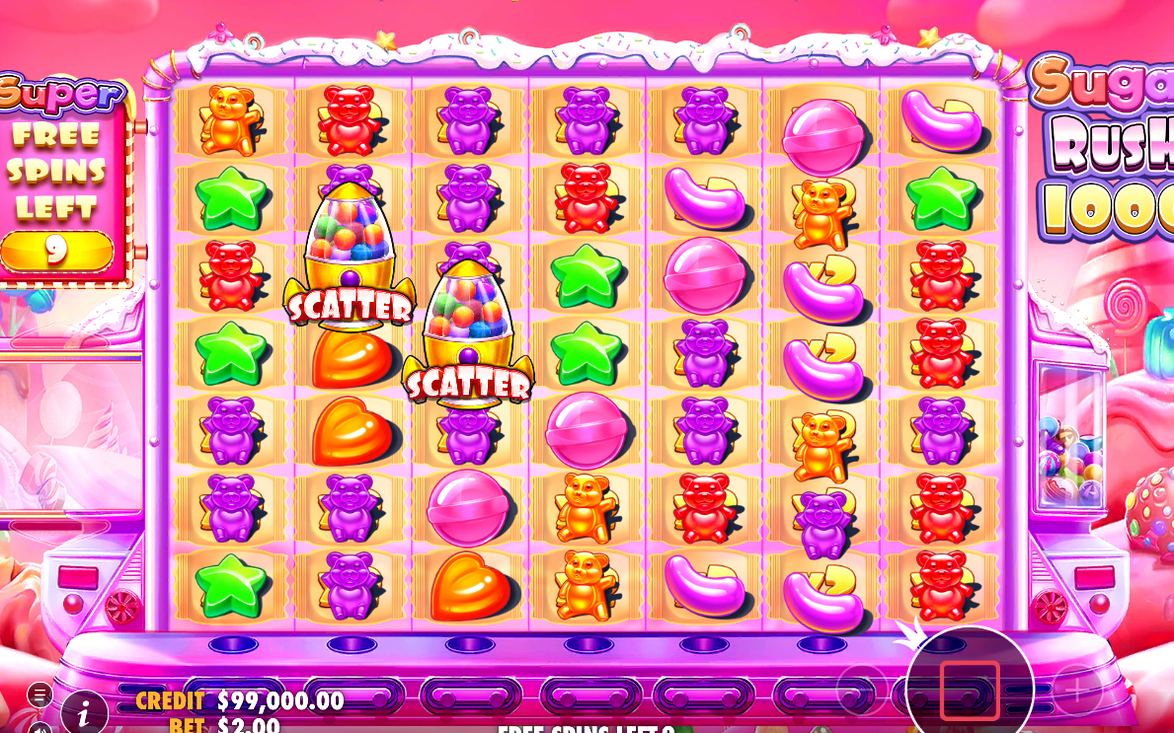 The 7x7 grid during Free Spins, mid-round