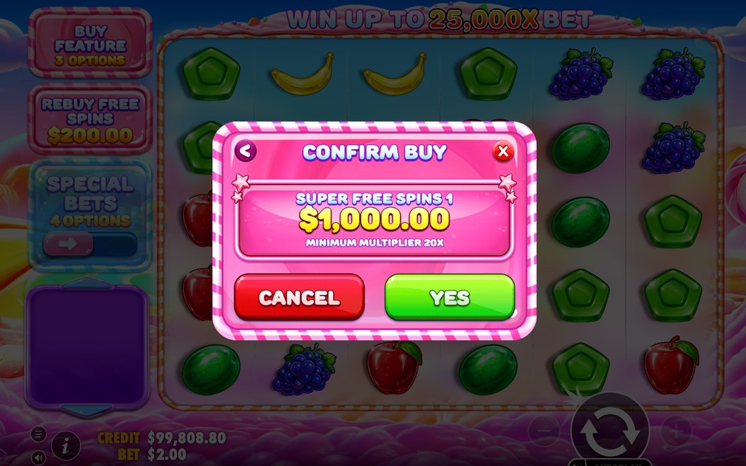Bonus screen with the lollipop scatter symbol