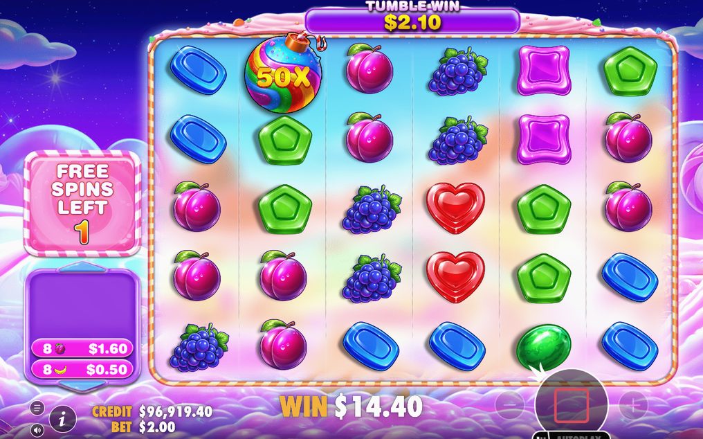 Free Spins round with MULTIPLIER bomb tiles on the reels